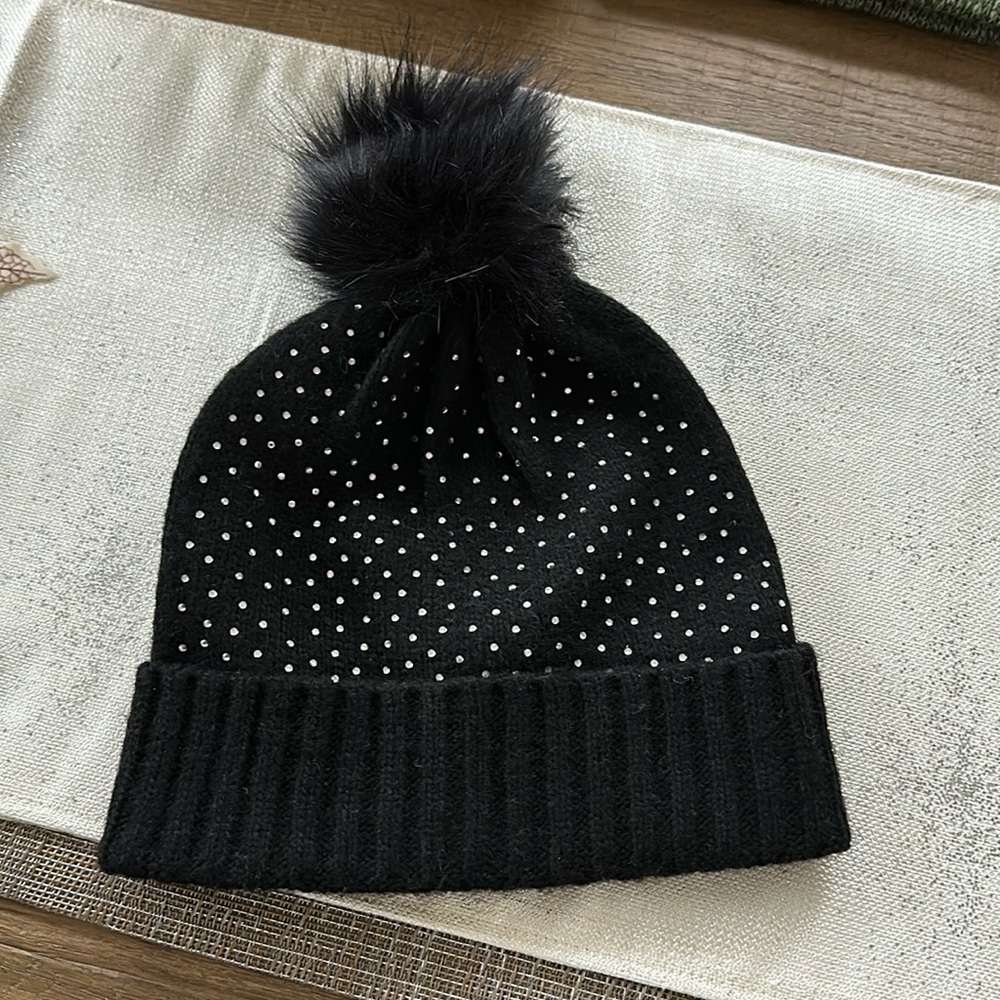 Torrid black faux fur studded hat
